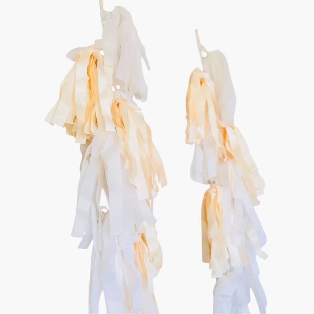 48” Cream & White Tassel Garland Streamers for Party Wedding Baby Shower 2 Pcs.